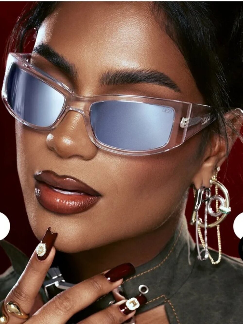 Dezi x Monet Montay Shield Sunglasses Clear Transperent Ice Lens